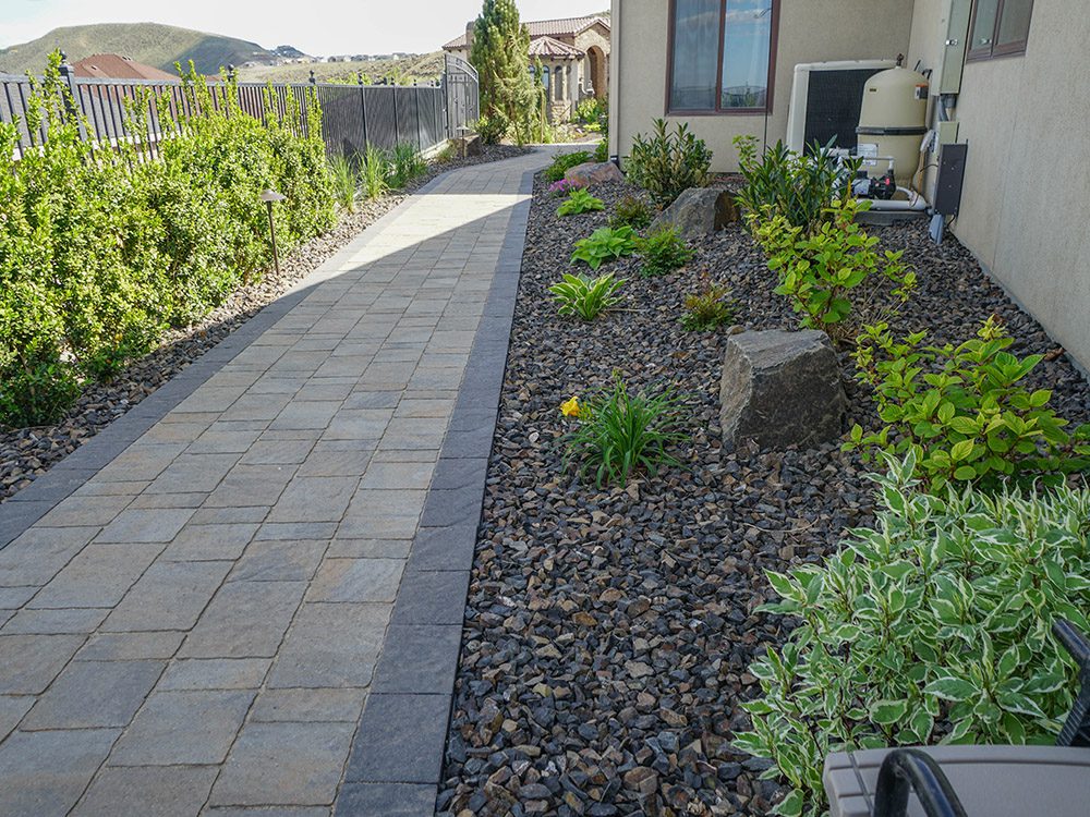 stone path with landscaping alongside